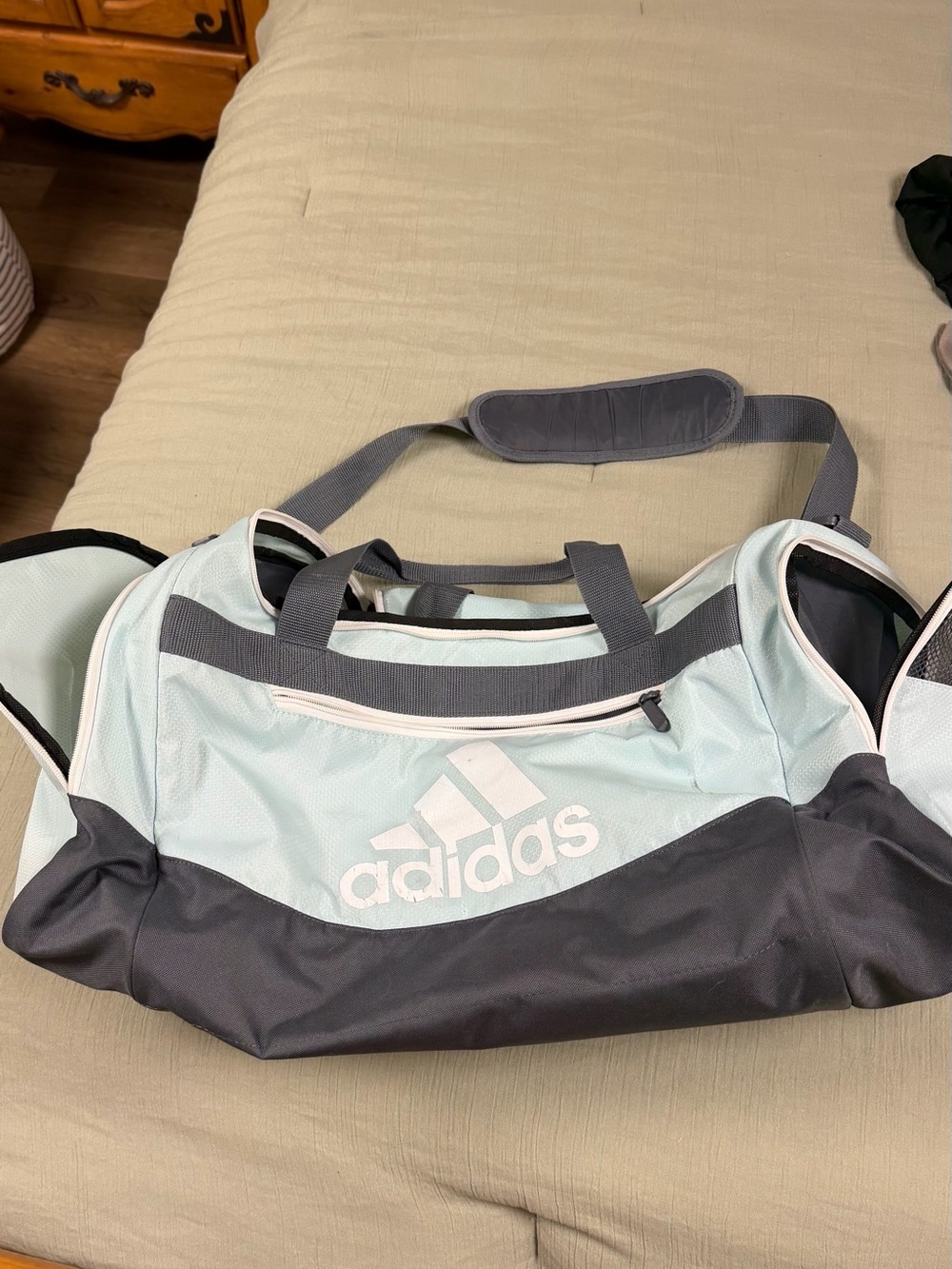 adidas Mint and Gray Sport Duffel Bag
